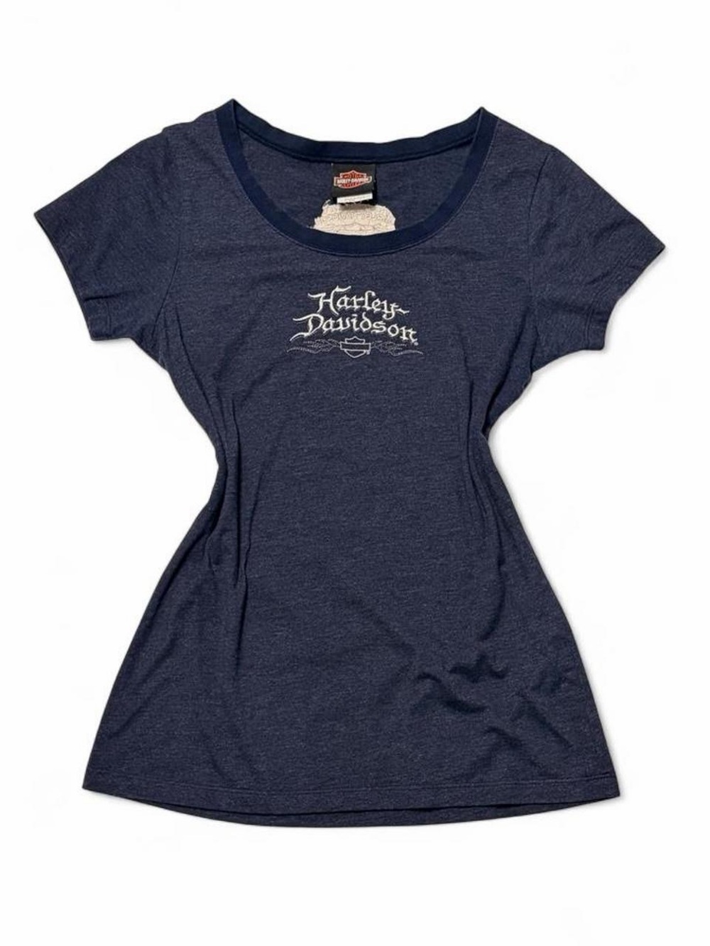 Vintage Harley-Davidson Women's Navy Scoop Neck Graphic Tee